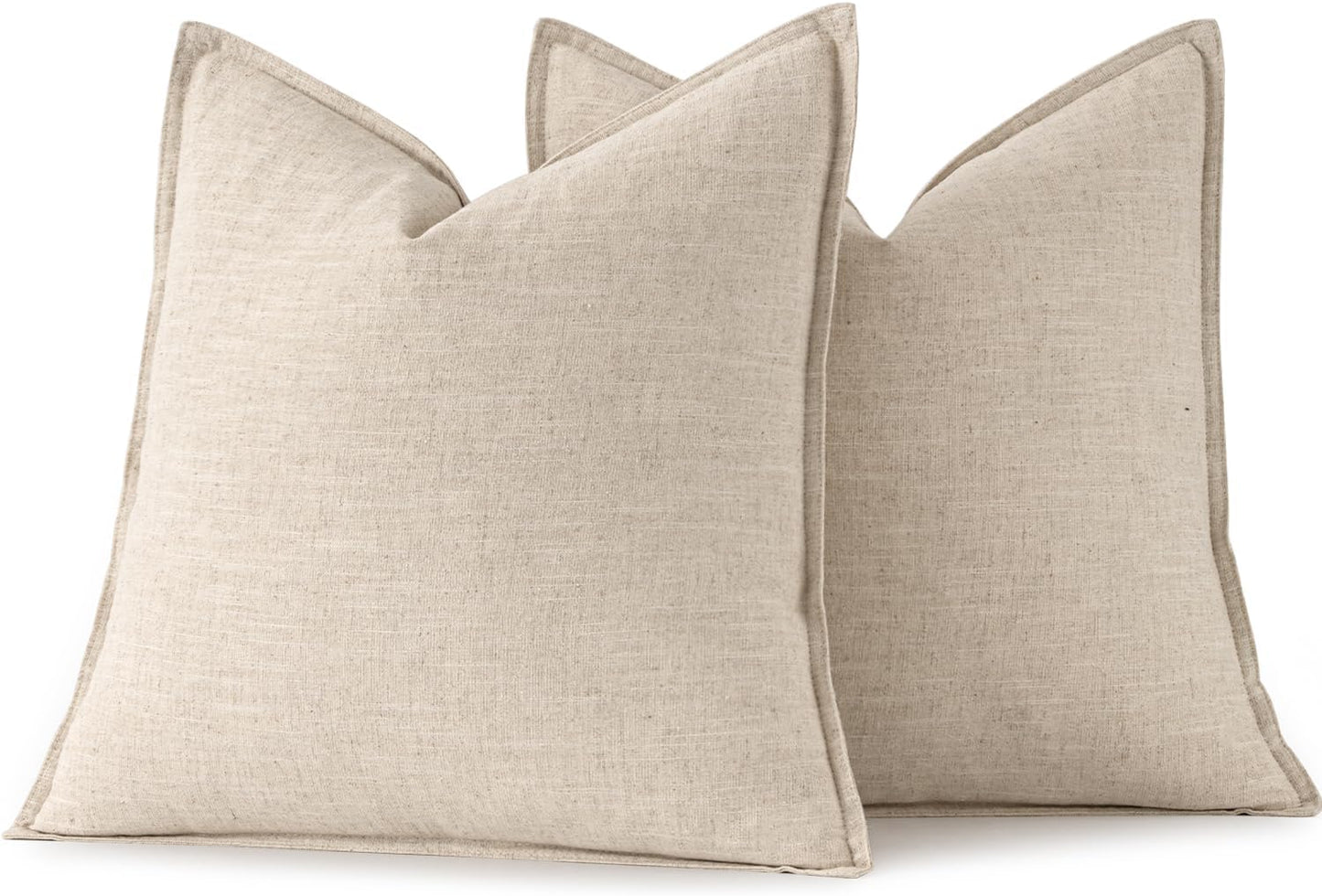 Gelbchu Decorative Linen Euro Sham Pillow Covers 24x24 Natural Beige Boho Farmhouse Neutral Couch Throw Pillows for Bed Pack of 2 Accent Modern Pillowcase Sofa Livingroom Home Decor