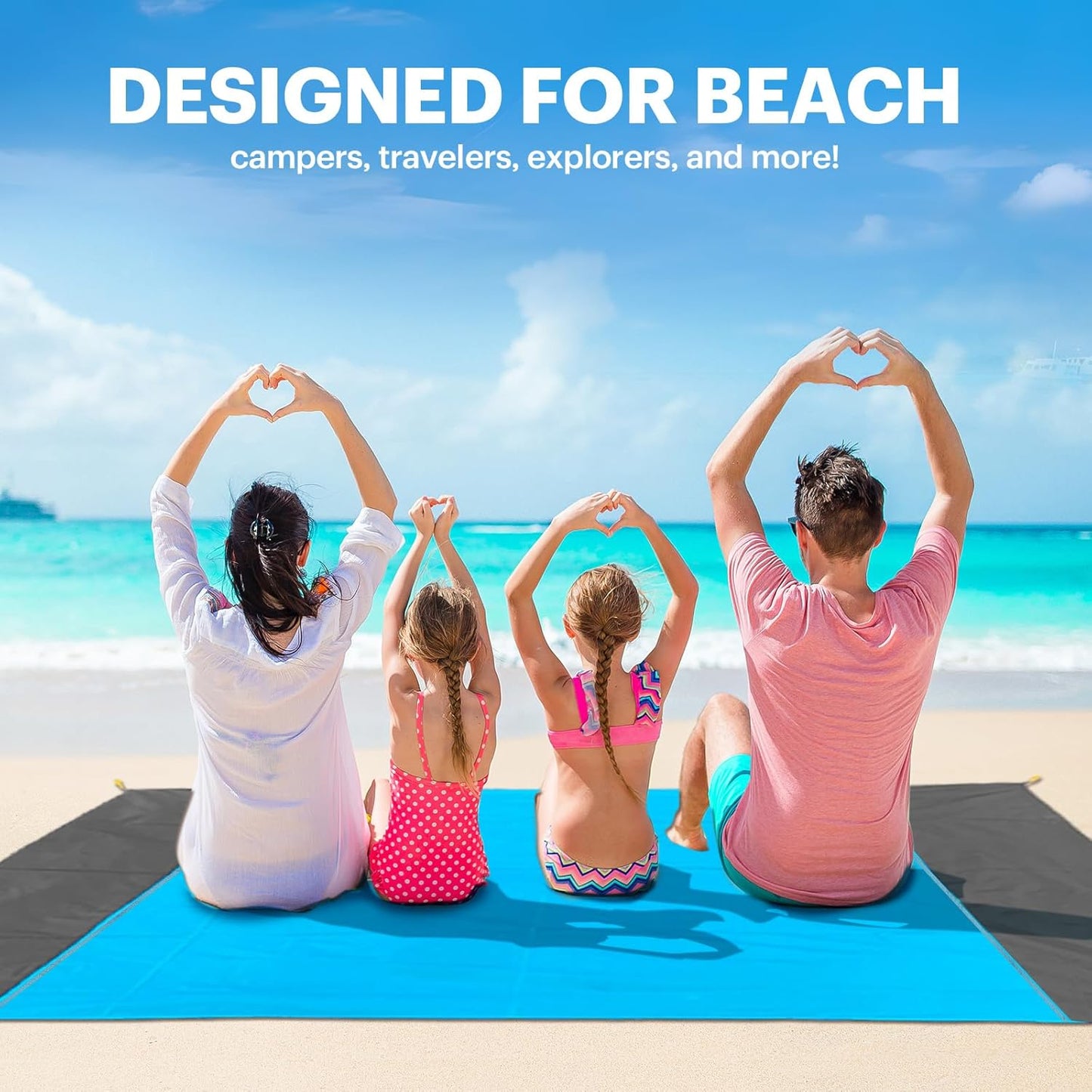 Gelbchu Beach Blanket Sandproof Oversized, 79''×83'' Extra Large Beach Mat, Portable Picnic Mat for Travel Camping Hiking, Lightweight Beach Essentials Family Water Resistant Mat