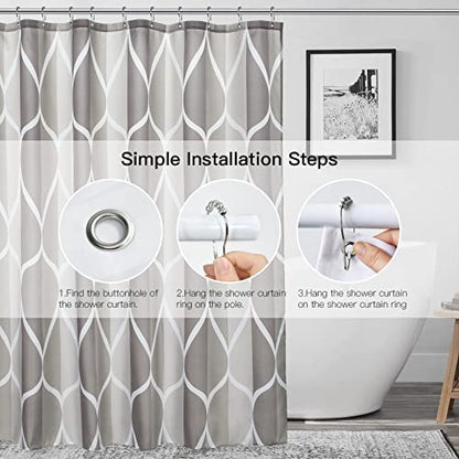 Gelbchu Light Grey Brown Shower Curtain, Waterproof Design and Polyester, Quick-Drying, Weighted Hem, Fabric Brown Shower Curtains Set for Bathroom W 72 x H 72, Machine Washable with 12 Hooks
