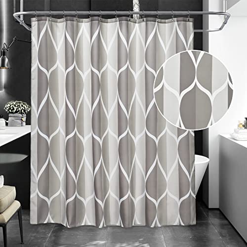 Gelbchu Light Grey Brown Shower Curtain, Waterproof Design and Polyester, Quick-Drying, Weighted Hem, Fabric Brown Shower Curtains Set for Bathroom W 72 x H 72, Machine Washable with 12 Hooks