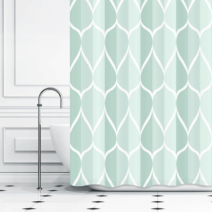 Gelbchu Light Green Geometric Shower Curtain, Waterproof Design and Polyester, Quick-Drying, Weighted Hem, Green Fabric Shower Curtains Set for Bathroom W 72 x H 72, Machine Washable with 12 Hooks