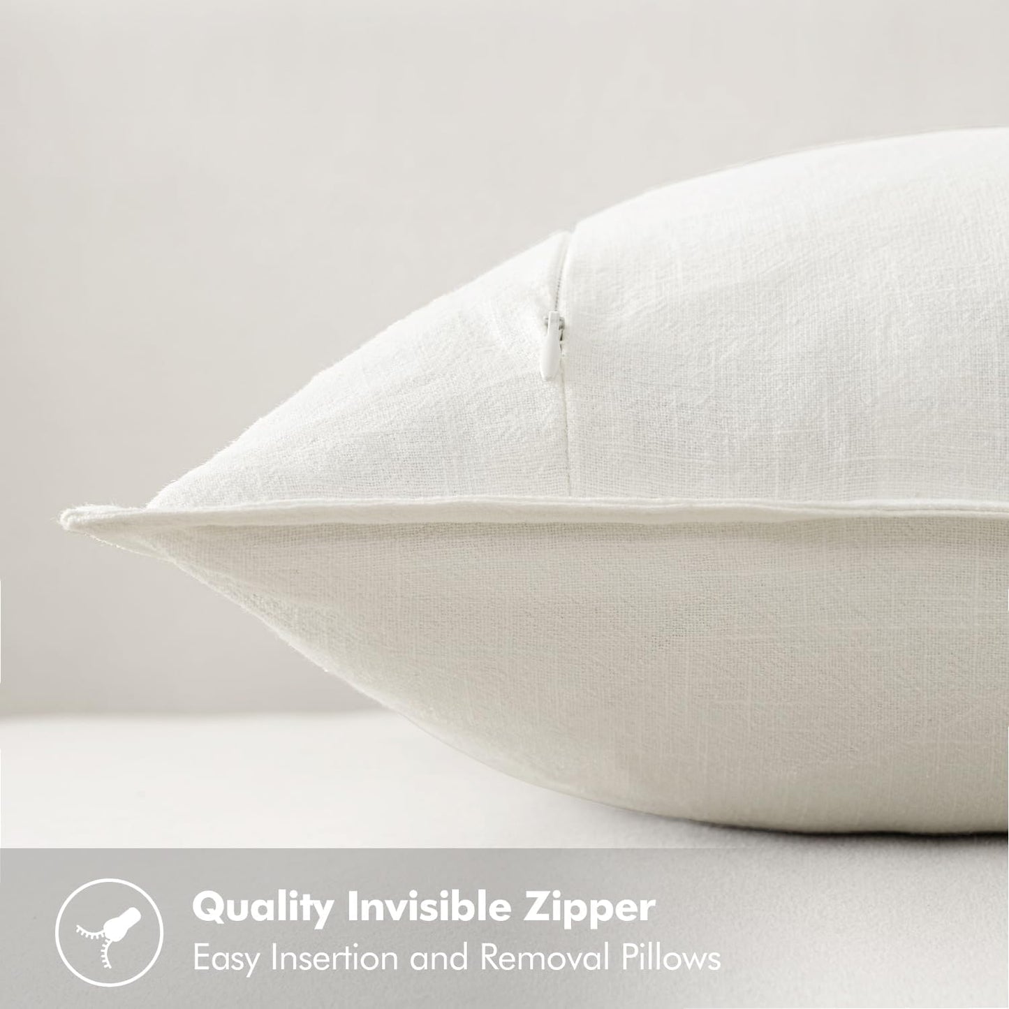 Gelbchu Decorative Linen Euro Sham Pillow Covers 24x24 Natural Beige Boho Farmhouse Neutral Couch Throw Pillows for Bed Pack of 2 Accent Modern Pillowcase Sofa Livingroom Home Decor