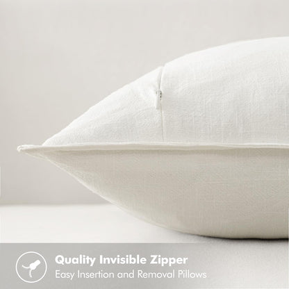 Gelbchu Decorative Linen Euro Sham Pillow Covers 24x24 Natural Beige Boho Farmhouse Neutral Couch Throw Pillows for Bed Pack of 2 Accent Modern Pillowcase Sofa Livingroom Home Decor