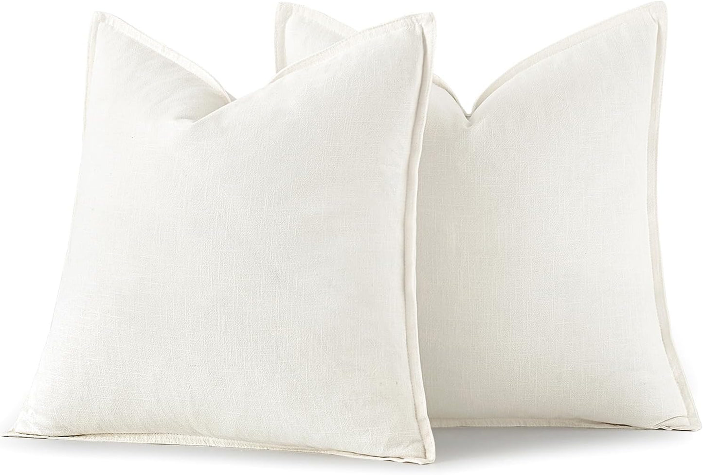 Gelbchu Decorative Linen Euro Sham Pillow Covers 24x24 Natural Beige Boho Farmhouse Neutral Couch Throw Pillows for Bed Pack of 2 Accent Modern Pillowcase Sofa Livingroom Home Decor
