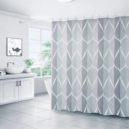 Gelbchu Grey Fabric Shower Curtain, Waterproof Design and Polyester, Quick-Drying, Weighted Hem, Shower Curtains Set for Bathroom W 72 x H 72, Machine Washable with 12 Hooks