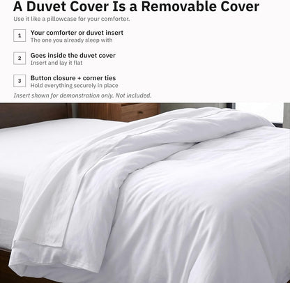 Gelbchu Duvet Cover Queen Size/Full Size , 400 Thread Count Sateen, 100% Cotton Bedding Duvet Covers,Button Closure &amp; Corner Ties -White