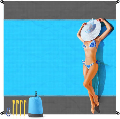 Gelbchu Beach Blanket Sandproof Oversized, 79''×83'' Extra Large Beach Mat, Portable Picnic Mat for Travel Camping Hiking, Lightweight Beach Essentials Family Water Resistant Mat