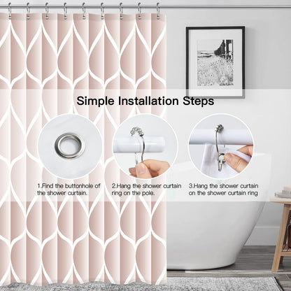 Gelbchu Rosewater Pink Fabric 72 x 72 Inch Cloth Shower Curtain, Waterproof Design and Polyester, Quick-Drying, Heavy Duty Shower Curtains Set for Bathroom, Machine Washable with 12 Metal Hooks