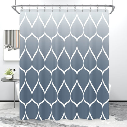 Gelbchu Ombre Aegean Blue Fabric Shower Curtain, Waterproof Design and Polyester, Quick-Drying, Weighted Hem, Shower Curtains Set for Bathroom W 72 x H 72, Machine Washable with 12 Hooks