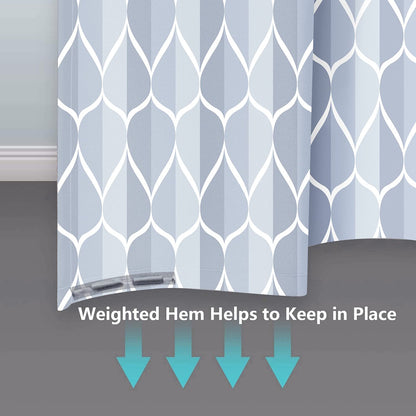Gelbchu Light Blue Geometric Shower Curtain, Waterproof Design and Polyester, Quick-Drying, Weighted Hem, Blue Fabric Shower Curtains Set for Bathroom W 72 x H 72, Machine Washable with 12 Hooks