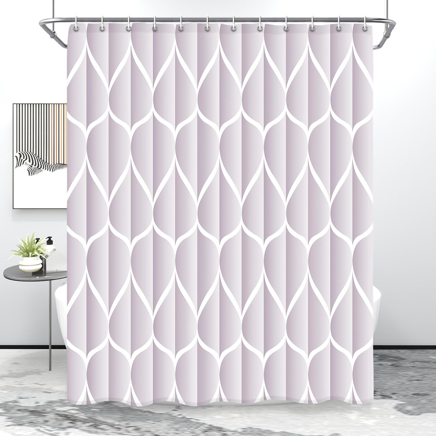 Gelbchu Plum Fabric 72 x 72 Inch Cloth Shower Curtain, Waterproof Design and Polyester, Quick-Drying, Heavy Duty Shower Curtains Set for Bathroom, Machine Washable with 12 Plastic Hooks