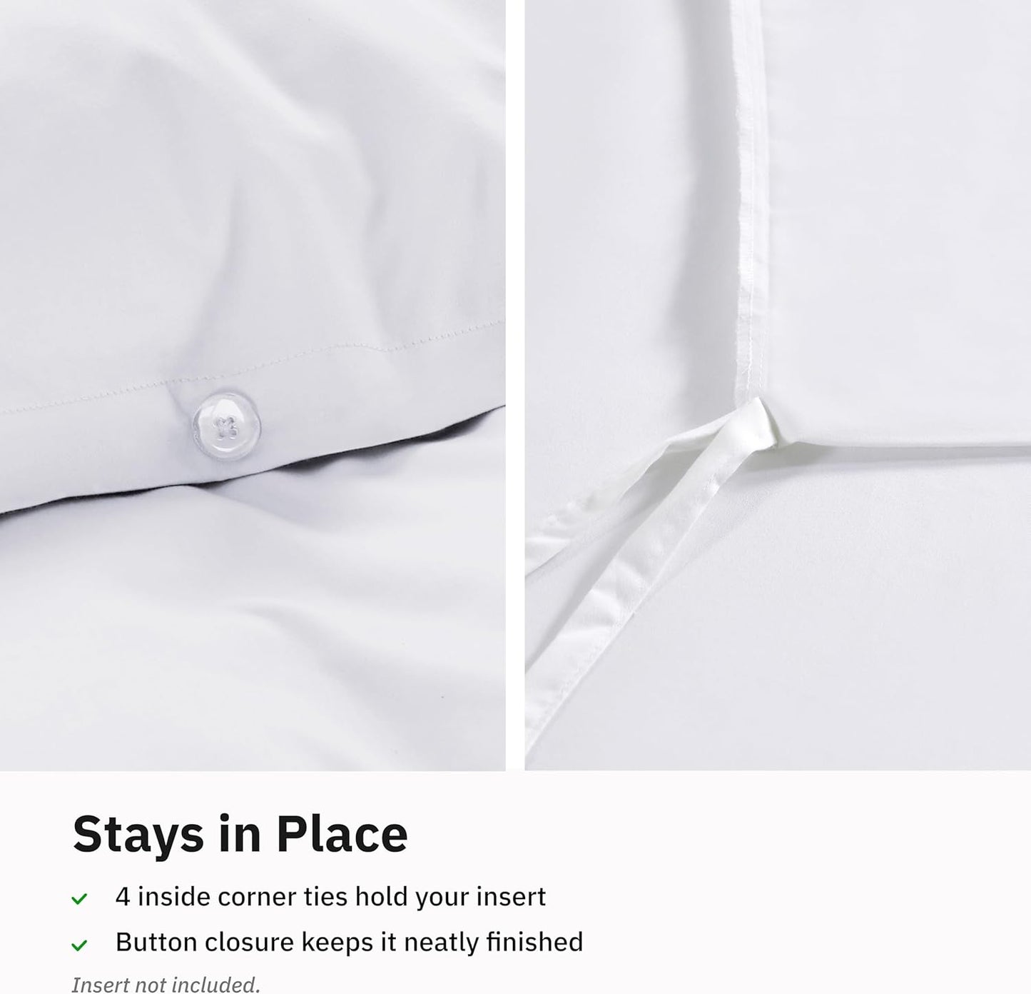 Gelbchu Duvet Cover Queen Size/Full Size , 400 Thread Count Sateen, 100% Cotton Bedding Duvet Covers,Button Closure &amp; Corner Ties -White