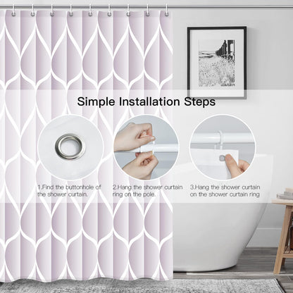 Gelbchu Plum Fabric 72 x 72 Inch Cloth Shower Curtain, Waterproof Design and Polyester, Quick-Drying, Heavy Duty Shower Curtains Set for Bathroom, Machine Washable with 12 Plastic Hooks