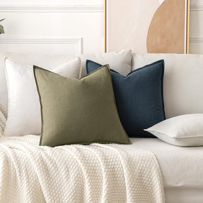 Gelbchu Decorative Linen Euro Sham Pillow Covers 24x24 Natural Beige Boho Farmhouse Neutral Couch Throw Pillows for Bed Pack of 2 Accent Modern Pillowcase Sofa Livingroom Home Decor