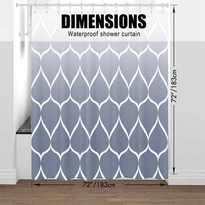 Gelbchu Ombre Blue Purple Fabric Shower Curtain, Waterproof Design and Polyester, Quick-Drying, Weighted Hem, Shower Curtains Set for Bathroom W 72 x H 72, Machine Washable with 12 Hooks