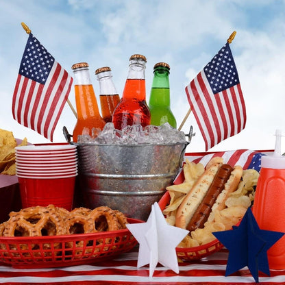 Gelbchu 12 Pack Small American Flags on Stick Small US Flags/Mini American Flags for Outside 4x6 Inch American Hand Held Stick Flags with Kid-Safe Spear Top, Patriotic Veterans Day Decorations, 4th of July Decorations