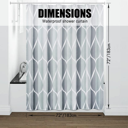 Gelbchu Grey Fabric Shower Curtain, Waterproof Design and Polyester, Quick-Drying, Weighted Hem, Shower Curtains Set for Bathroom W 72 x H 72, Machine Washable with 12 Hooks