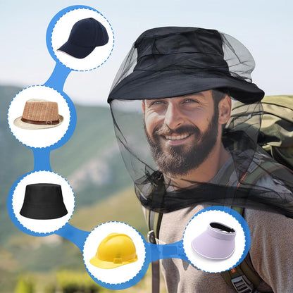 Gelbchu Premium Mosquito Head Net for Insect, 2 Pack, Fly & Bug Protection | Ultra Large & Long, Extra Fine Holes for Camping, Hiking, Fishing, Gardening, Safari, Fits All Hats for Men & Women