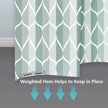 Gelbchu Dark Green Geometric Shower Curtain, Waterproof Design and Polyester, Quick-Drying, Weighted Hem, Green Fabric Shower Curtains Set for Bathroom W 72 x H 72, Machine Washable with 12 Hooks