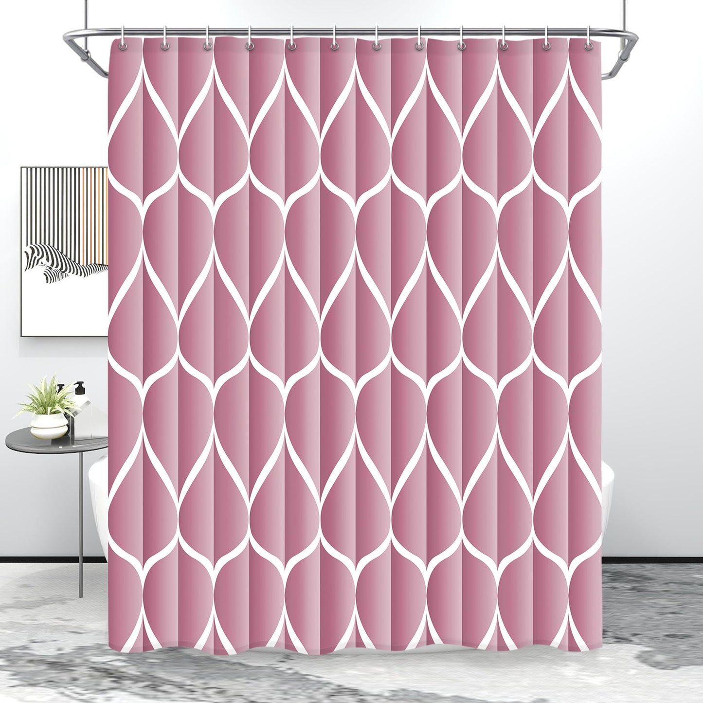 Gelbchu Pale Mauve Shower Curtain, Waterproof Design and Polyester, Weighted Hem, Quick-Drying, Shower Curtains Set for Bathroom W 72 x H 72, Machine Washable with 12 Plastic Hooks