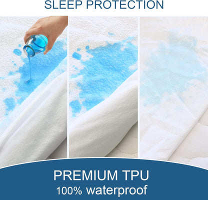 Gelbchu Queen Mattress Protector Waterproof Cover Absorbent Fitted Sheet up - 18'' Deep Pocket Mattress Cover Queen Size Bed Sheets, Terry Machine Wash Protection Mattress Protector