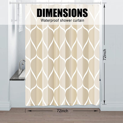 Gelbchu Ivory Fabric Shower Curtain W 72 x H 72, Waterproof Design and Polyester, Quick-Drying, Weighted Hem, Shower Curtains Set for Bathroom, Machine Washable with 12 Hooks