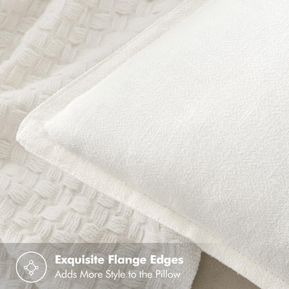 Gelbchu Decorative Linen Euro Sham Pillow Covers 24x24 Natural Beige Boho Farmhouse Neutral Couch Throw Pillows for Bed Pack of 2 Accent Modern Pillowcase Sofa Livingroom Home Decor