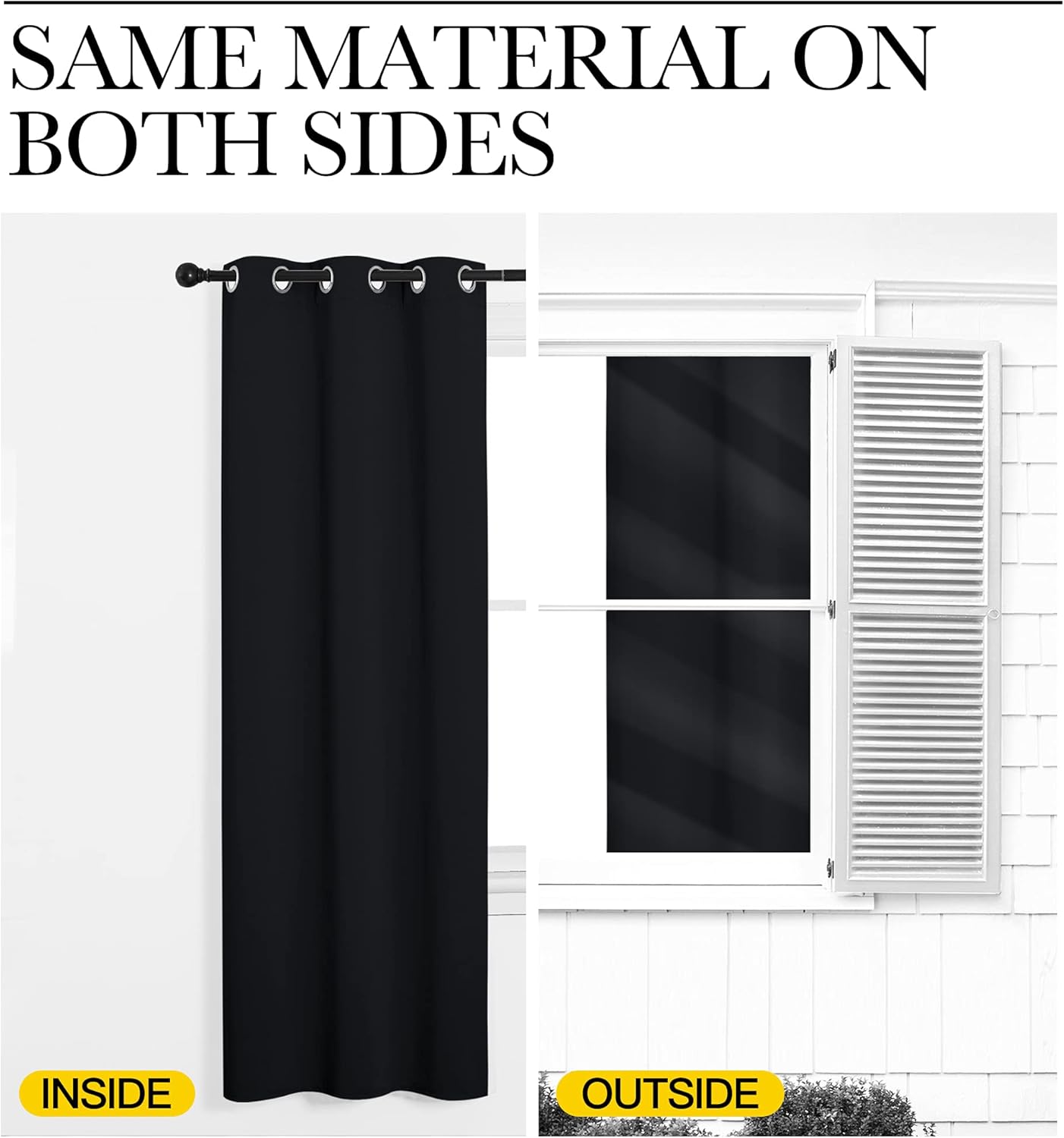 Gelbchu Pitch Black Solid Thermal Insulated Grommet Blackout Curtains/Drapes for Bedroom Window (2 Panels, 42 inches Wide by 63 inches Long, Black)