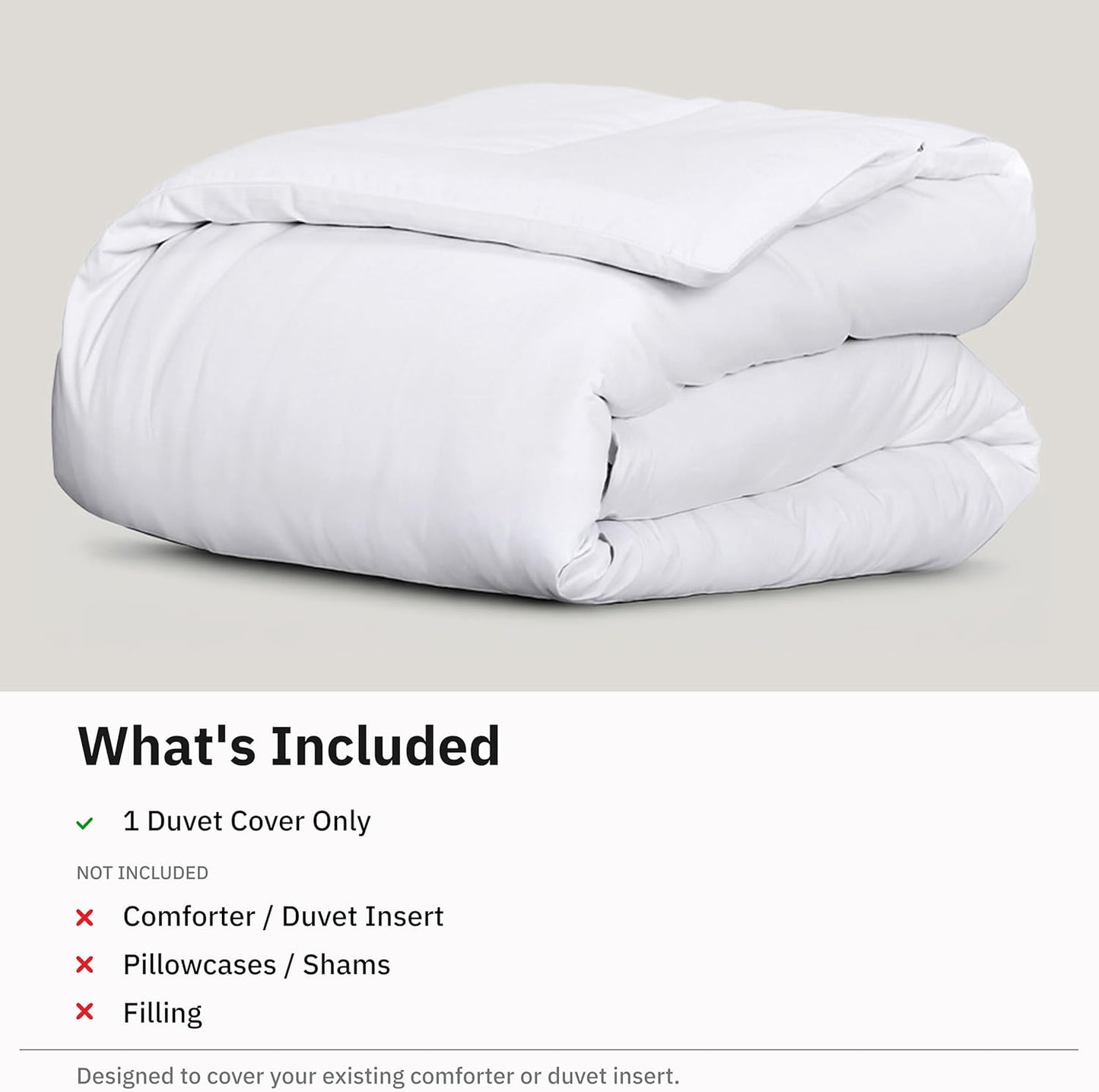 Gelbchu Duvet Cover Queen Size/Full Size , 400 Thread Count Sateen, 100% Cotton Bedding Duvet Covers,Button Closure &amp; Corner Ties -White