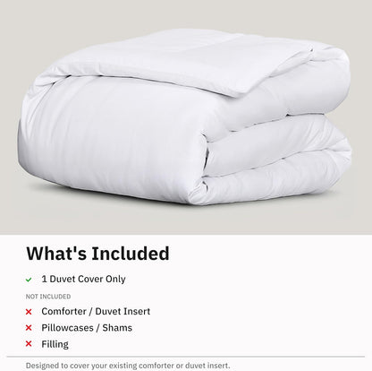 Gelbchu Duvet Cover Queen Size/Full Size , 400 Thread Count Sateen, 100% Cotton Bedding Duvet Covers,Button Closure &amp; Corner Ties -White