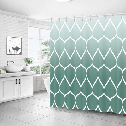 Gelbchu Ombre Teal Fabric Shower Curtain, Waterproof Design and Polyester, Quick-Drying, Weighted Hem, Shower Curtains Set for Bathroom W 72 x H 72, Machine Washable with 12 Hooks