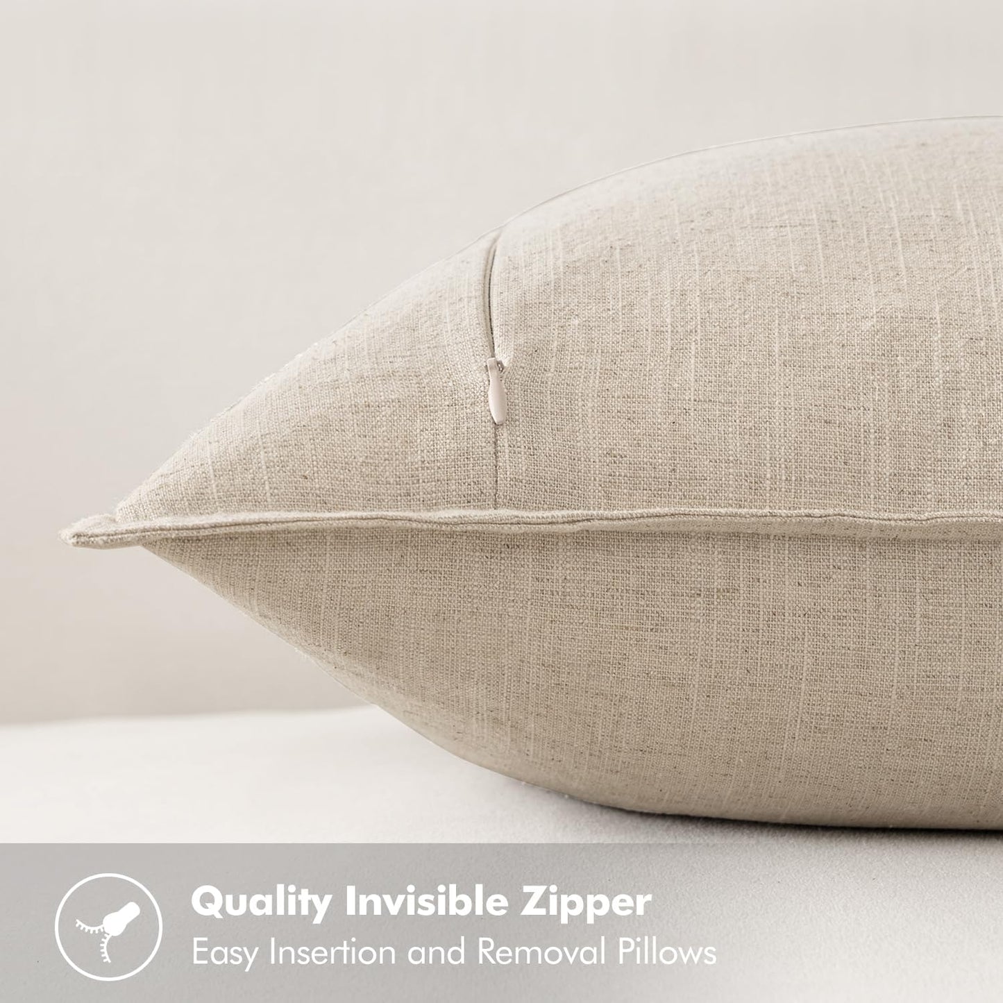 Gelbchu Decorative Linen Euro Sham Pillow Covers 24x24 Natural Beige Boho Farmhouse Neutral Couch Throw Pillows for Bed Pack of 2 Accent Modern Pillowcase Sofa Livingroom Home Decor