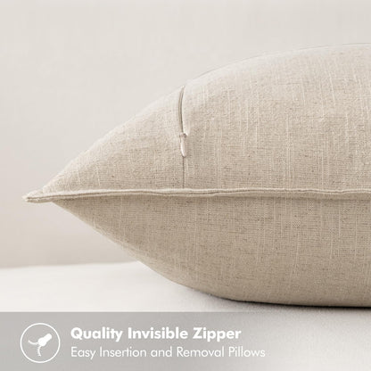 Gelbchu Decorative Linen Euro Sham Pillow Covers 24x24 Natural Beige Boho Farmhouse Neutral Couch Throw Pillows for Bed Pack of 2 Accent Modern Pillowcase Sofa Livingroom Home Decor