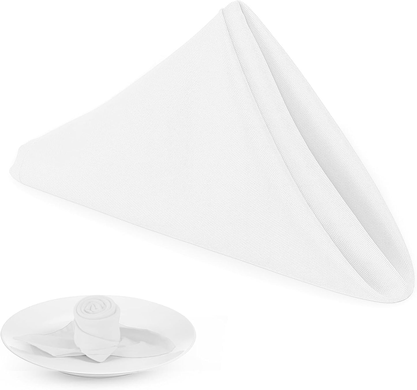 Gelbchu White Heavy Duty Cloth Napkins - 17 x 17 Inch Solid Washable Polyester Dinner Napkins - Set of 8 Napkins with Hemmed Edges - Great for Weddings, Parties, Banquets Dinner & More