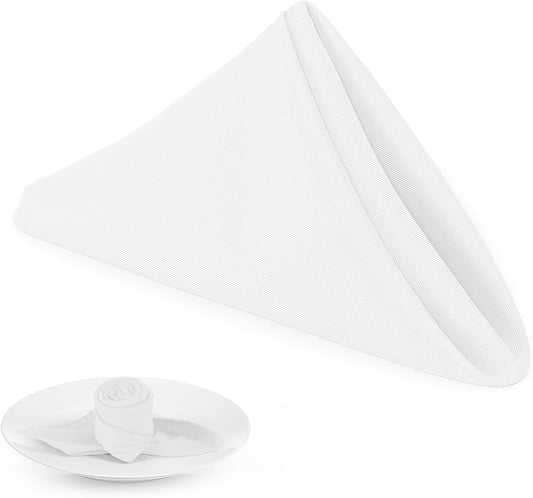 Gelbchu White Heavy Duty Cloth Napkins - 17 x 17 Inch Solid Washable Polyester Dinner Napkins - Set of 8 Napkins with Hemmed Edges - Great for Weddings, Parties, Banquets Dinner & More