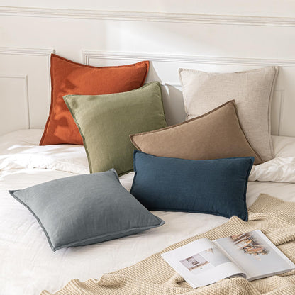 Gelbchu Decorative Linen Euro Sham Pillow Covers 24x24 Natural Beige Boho Farmhouse Neutral Couch Throw Pillows for Bed Pack of 2 Accent Modern Pillowcase Sofa Livingroom Home Decor
