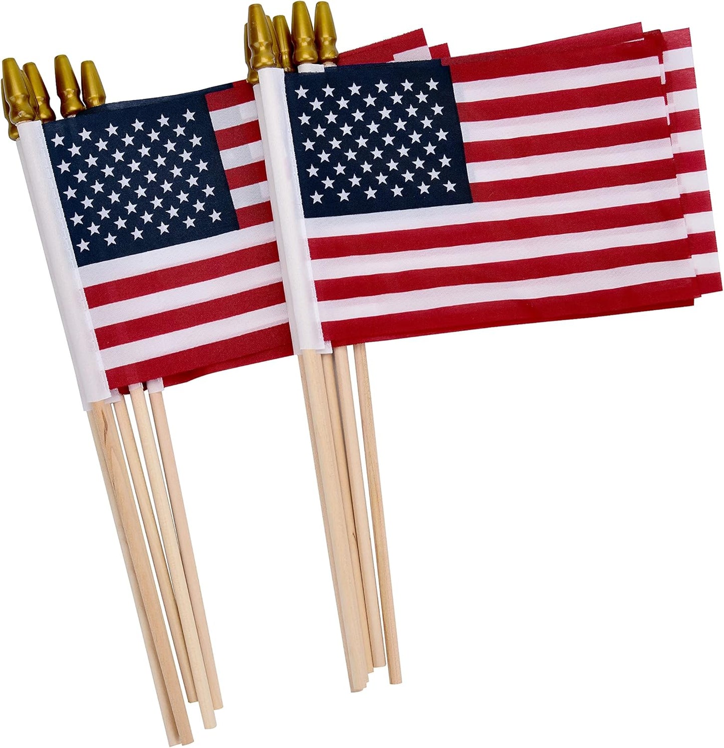 Gelbchu 12 Pack Small American Flags on Stick Small US Flags/Mini American Flags for Outside 4x6 Inch American Hand Held Stick Flags with Kid-Safe Spear Top, Patriotic Veterans Day Decorations, 4th of July Decorations