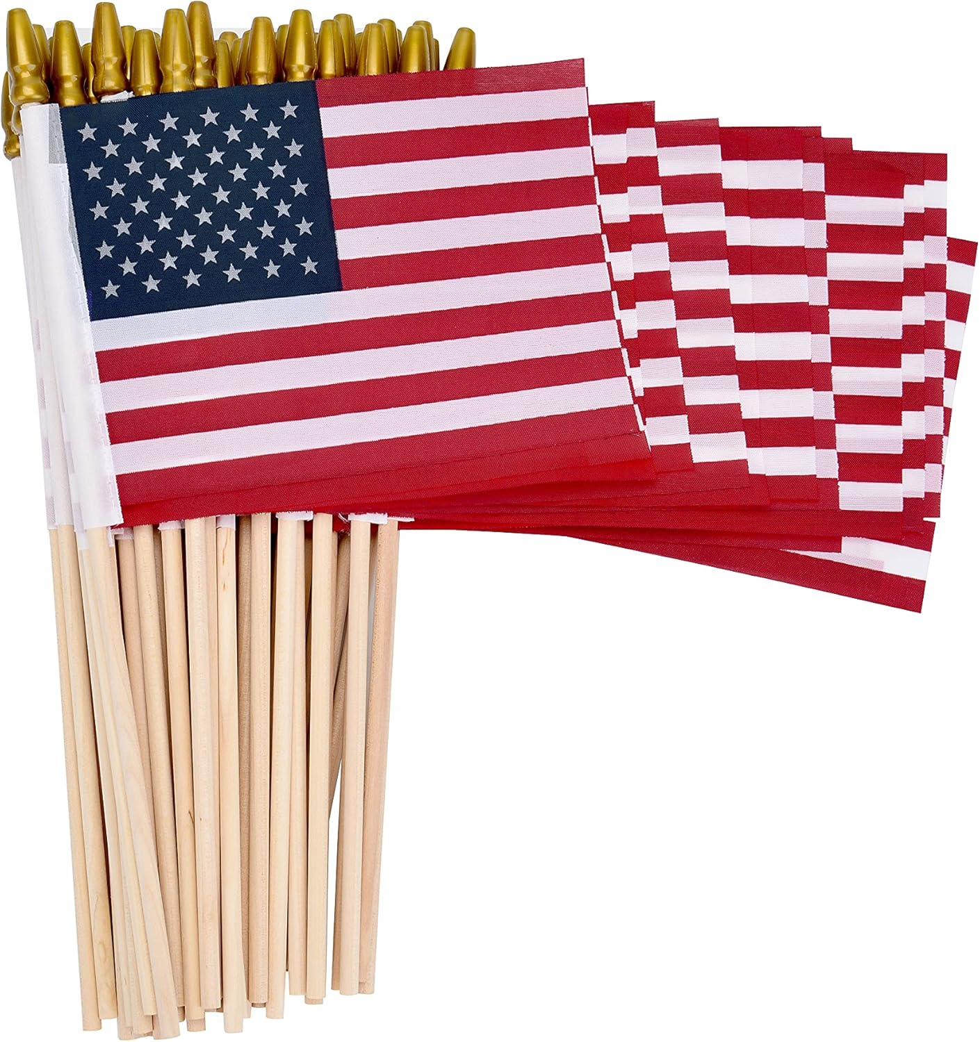 Gelbchu 12 Pack Small American Flags on Stick Small US Flags/Mini American Flags for Outside 4x6 Inch American Hand Held Stick Flags with Kid-Safe Spear Top, Patriotic Veterans Day Decorations, 4th of July Decorations