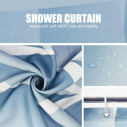 Gelbchu Moonlight Blue Fabric Shower Curtain, Waterproof Design and Polyester, Quick-Drying, Weighted Hem, Shower Curtains Set for Bathroom W 72 x H 72, Machine Washable with 12 Plastic Hooks