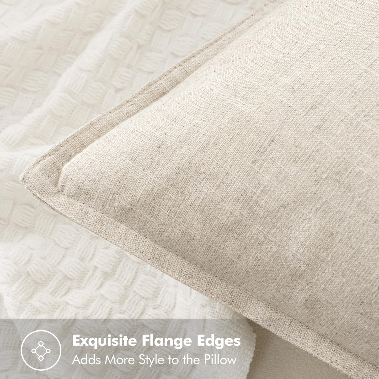 Gelbchu Decorative Linen Euro Sham Pillow Covers 24x24 Natural Beige Boho Farmhouse Neutral Couch Throw Pillows for Bed Pack of 2 Accent Modern Pillowcase Sofa Livingroom Home Decor