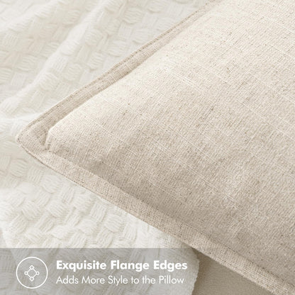 Gelbchu Decorative Linen Euro Sham Pillow Covers 24x24 Natural Beige Boho Farmhouse Neutral Couch Throw Pillows for Bed Pack of 2 Accent Modern Pillowcase Sofa Livingroom Home Decor