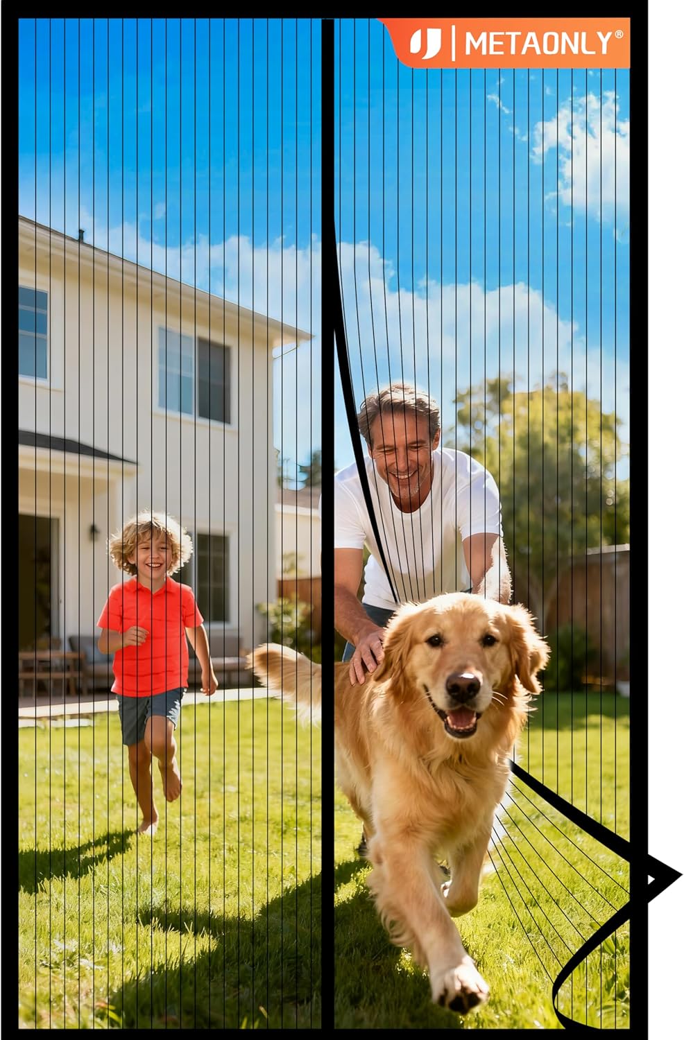 Gelbchu Magnetic Screen Door Mesh Fits 36" x 80" Door - Curtain Size 38" x 82", Works for Patio, Sliding Door, Keeps Bug Mosquito Out, Fresh Air Flow, Black