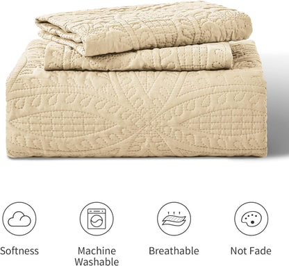 Gelbchu Quilts for Queen Bed Blue Bedspreads - Soft Bed Summer Lightweight Bedspread Comforter - Modern Style Coin Pattern Coverlet for All Season - 3 Pieces (1 Quilt, 2 Pillow Shams)