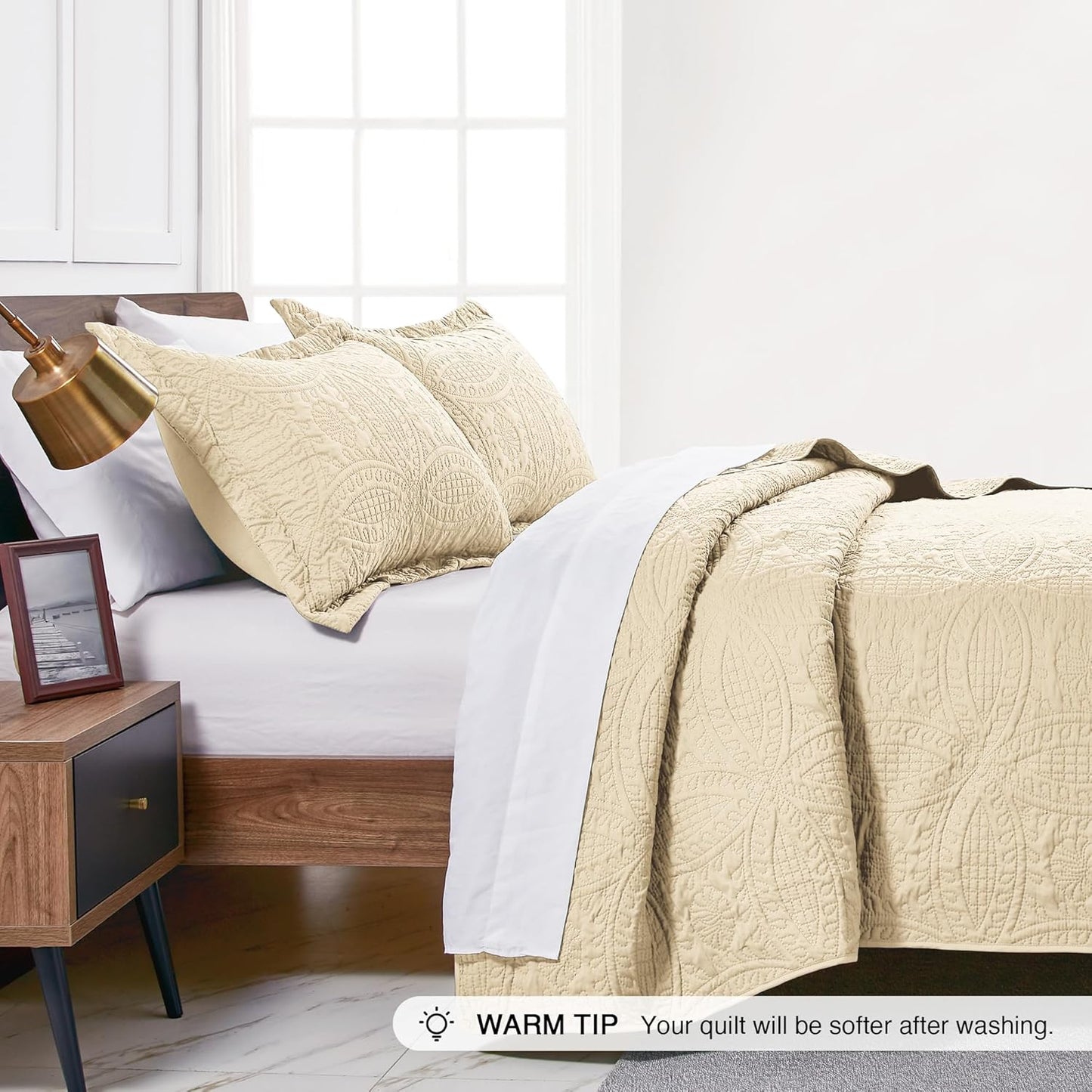 Gelbchu Quilts for Queen Bed Blue Bedspreads - Soft Bed Summer Lightweight Bedspread Comforter - Modern Style Coin Pattern Coverlet for All Season - 3 Pieces (1 Quilt, 2 Pillow Shams)