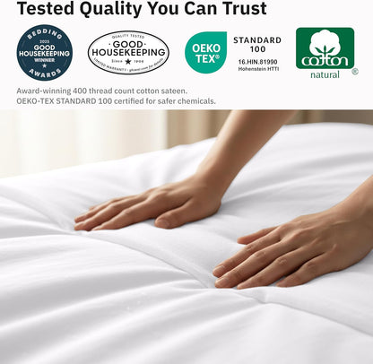 Gelbchu Duvet Cover Queen Size/Full Size , 400 Thread Count Sateen, 100% Cotton Bedding Duvet Covers,Button Closure &amp; Corner Ties -White