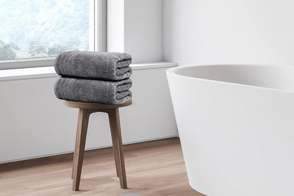 Gelbchu Pack of 4 Extra Large Bath Towels 30 x 60 Inches, 100% Cotton, Larger & Lighter Weight, Quicker to Dry, Super Soft and Absorbent, Perfect for Bathroom, Dark Grey