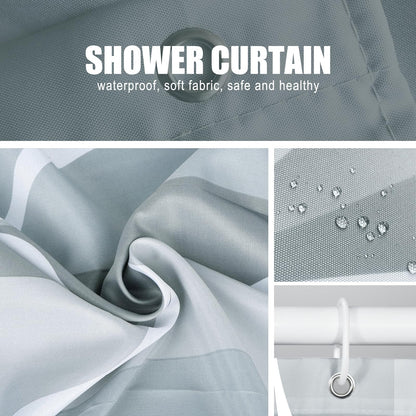 Gelbchu Grey Fabric Shower Curtain, Waterproof Design and Polyester, Quick-Drying, Weighted Hem, Shower Curtains Set for Bathroom W 72 x H 72, Machine Washable with 12 Hooks