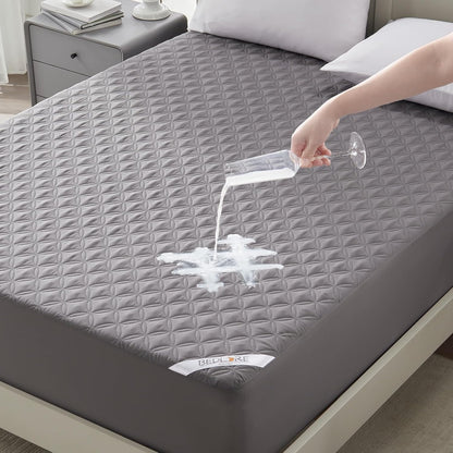 Gelbchu Waterproof Mattress Protector, Noiseless Queen Size Mattress Pad with Deep Pocket Fitted Up to 6"-18", Soft Breathable Dirt-Proof Bed Mattress Cover Washable Bedroom, Hotel (Gray)