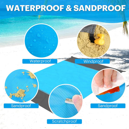 Gelbchu Beach Blanket Sandproof Oversized, 79''×83'' Extra Large Beach Mat, Portable Picnic Mat for Travel Camping Hiking, Lightweight Beach Essentials Family Water Resistant Mat