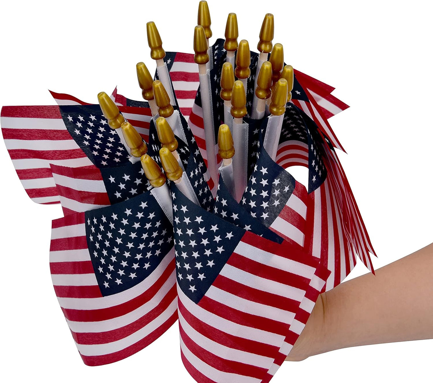 Gelbchu 12 Pack Small American Flags on Stick Small US Flags/Mini American Flags for Outside 4x6 Inch American Hand Held Stick Flags with Kid-Safe Spear Top, Patriotic Veterans Day Decorations, 4th of July Decorations
